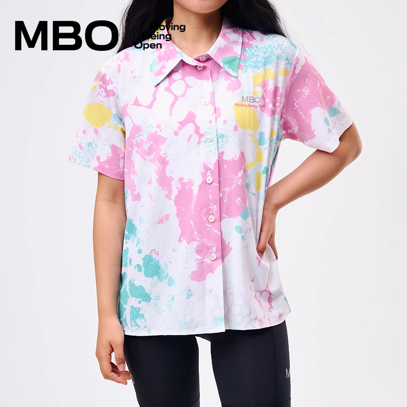 MBO女子Aloha夏威夷度假风骑行短袖夏季运动衬衫ATS133