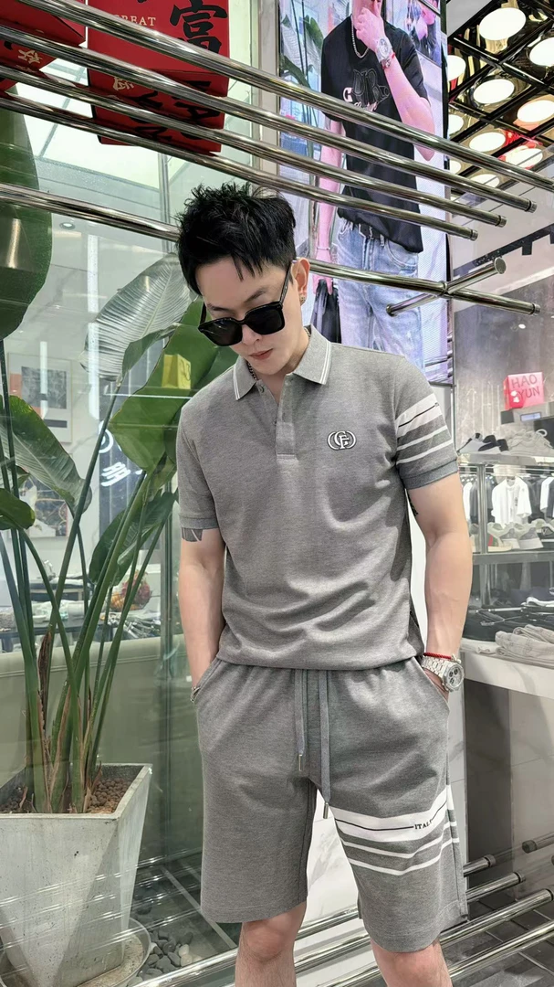 多拿-2025夏季新款休闲时尚男士套装Polo衫