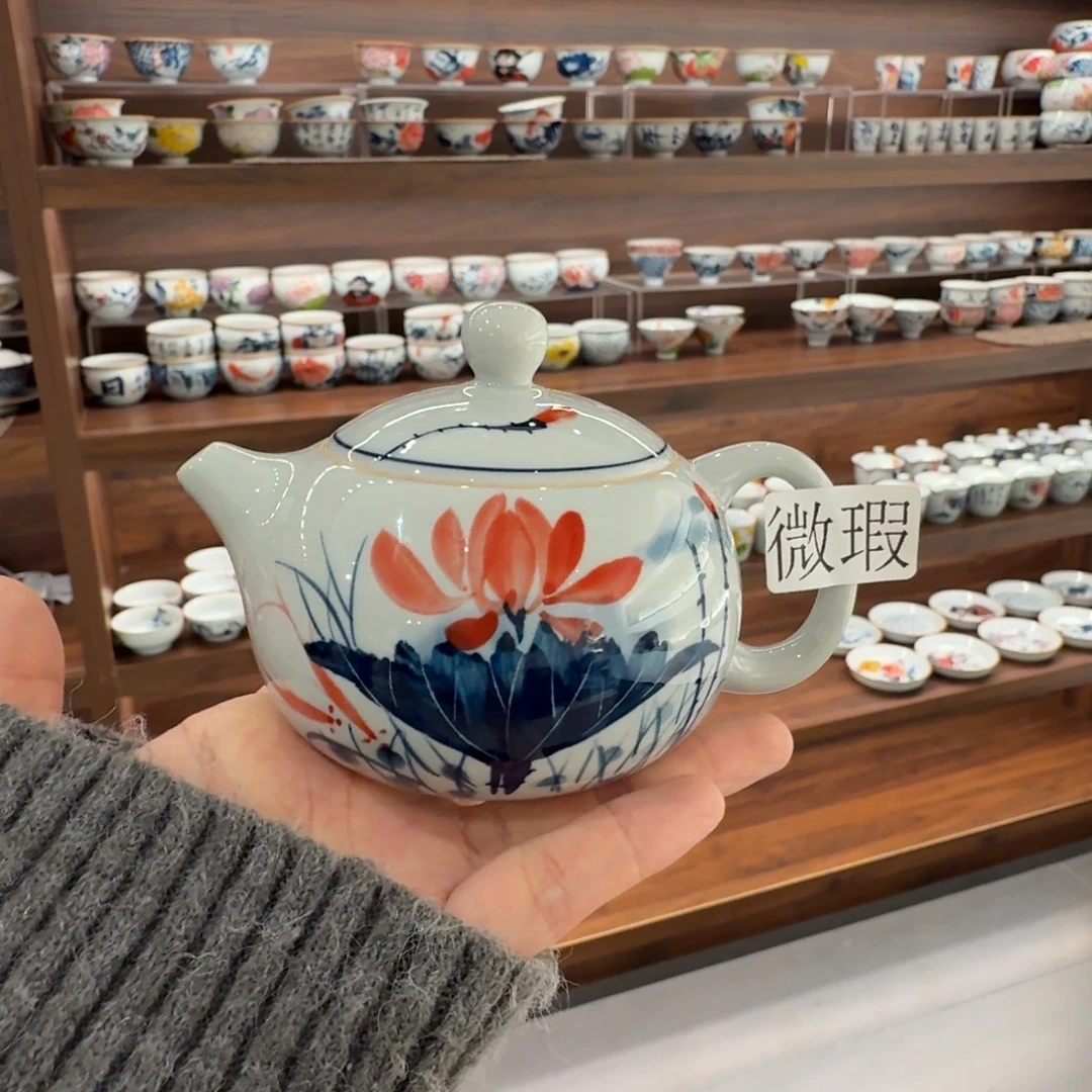 釉下手绘茶具微瑕