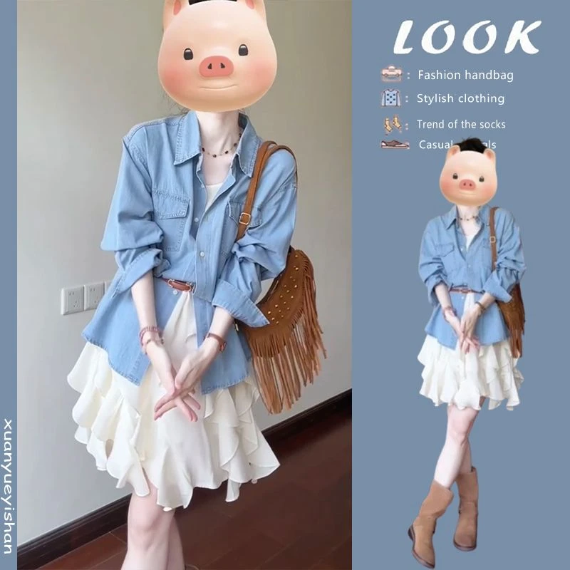 通勤穿搭一整套夏季女套装2025新款韩版气质衬衫超仙短裙两件套