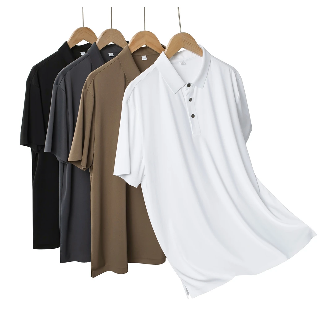【顺戎世家】夏季冰丝速干短袖Polo衫翻领休闲薄款无痕纯色宽松上衣