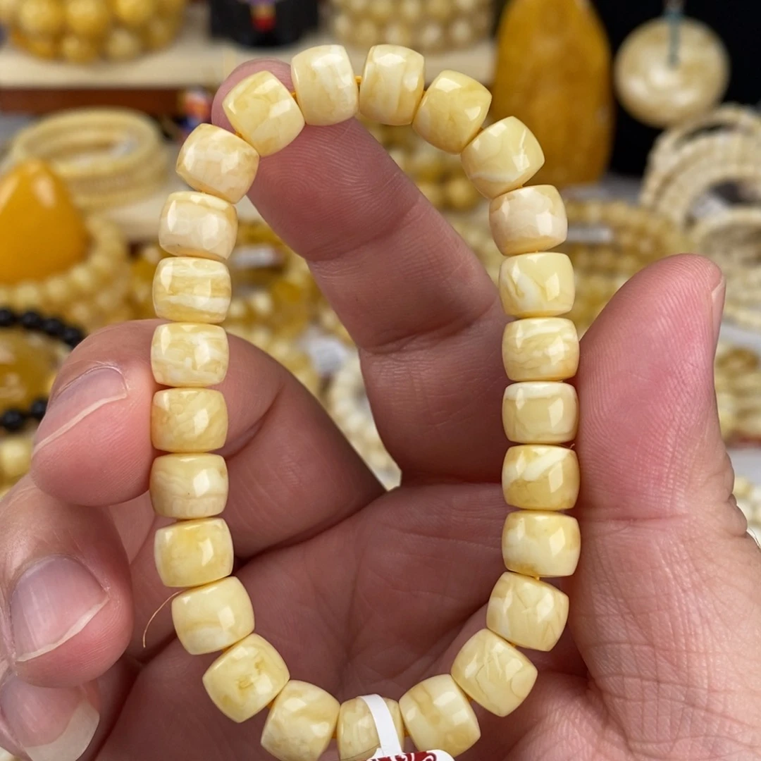未镶嵌蜜蜡手链瓷白虎皮手串11.15克
