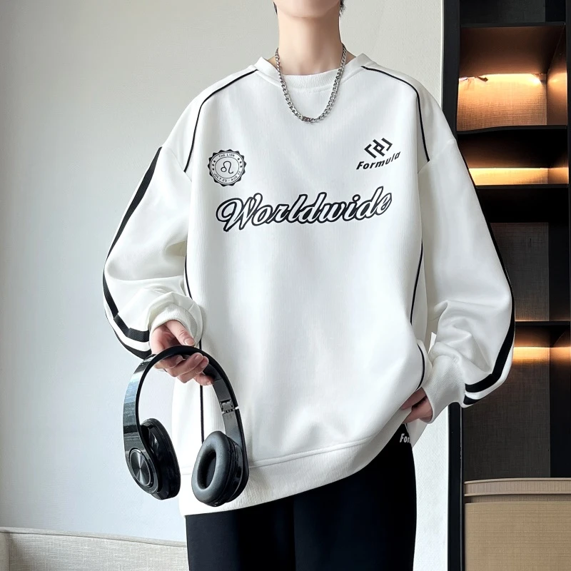 2025秋季新款青少年港风卫衣男潮流设计感学生上衣男潮流百搭上衣