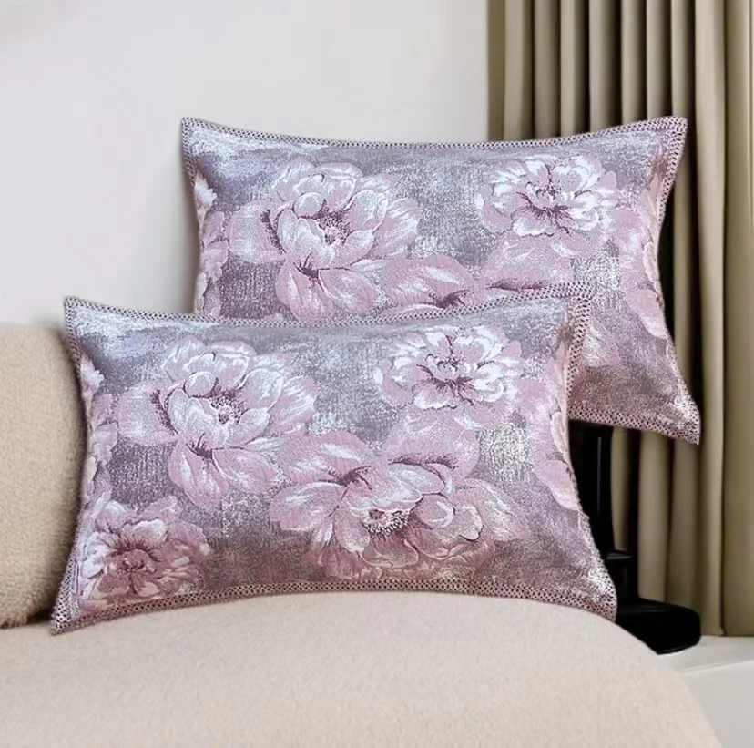 睡莲枕巾52*78纯棉枕巾高档一对装枕头巾成人吸汗防污透气