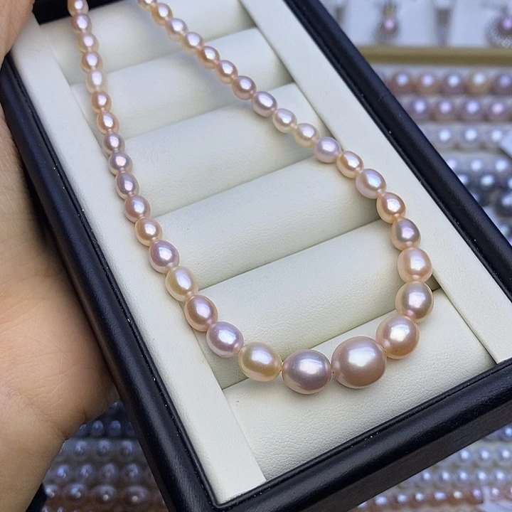 淡水珍珠颈饰银S925镶嵌无核 马卡龙 4-9m