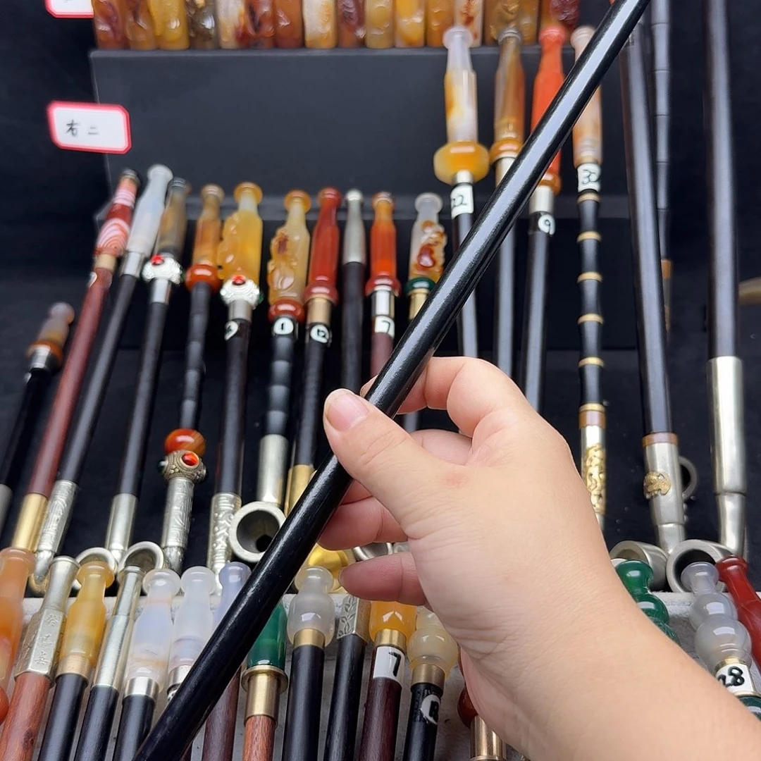 张***强旱烟袋49厘米烟嘴瑕疵黄铜大锅