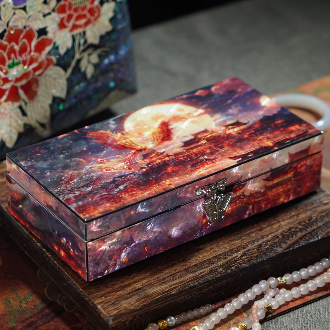 新品限定山海经火凤凰螺钿工艺首饰盒收藏送礼收纳盒