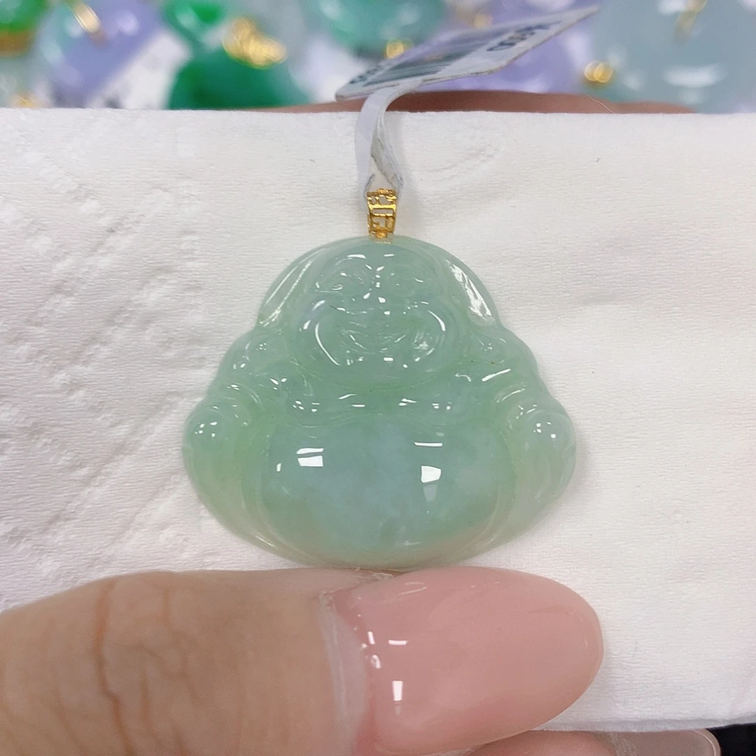 翡翠18K金镶嵌颈饰天然翡翠a货 百元以上9米证书费自理