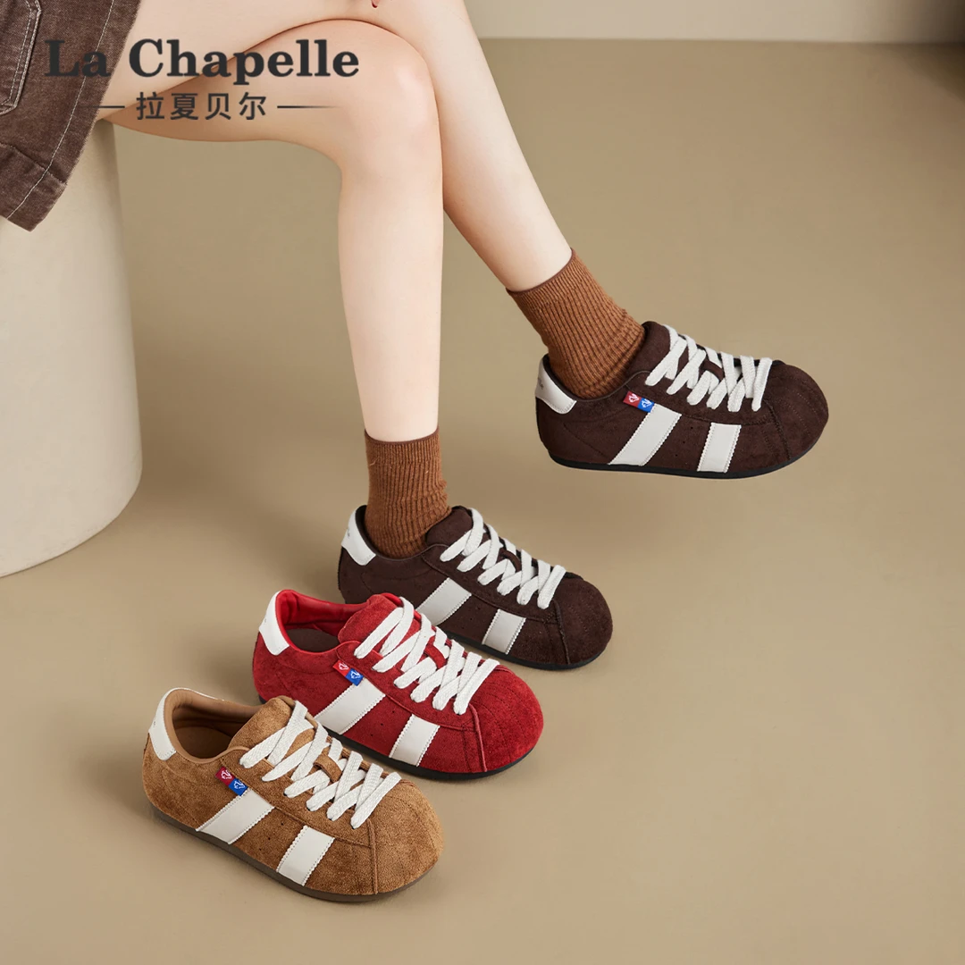 拉夏贝尔卡皮巴拉鞋2025秋季新款胖头可爱风格德训鞋小众百搭女鞋