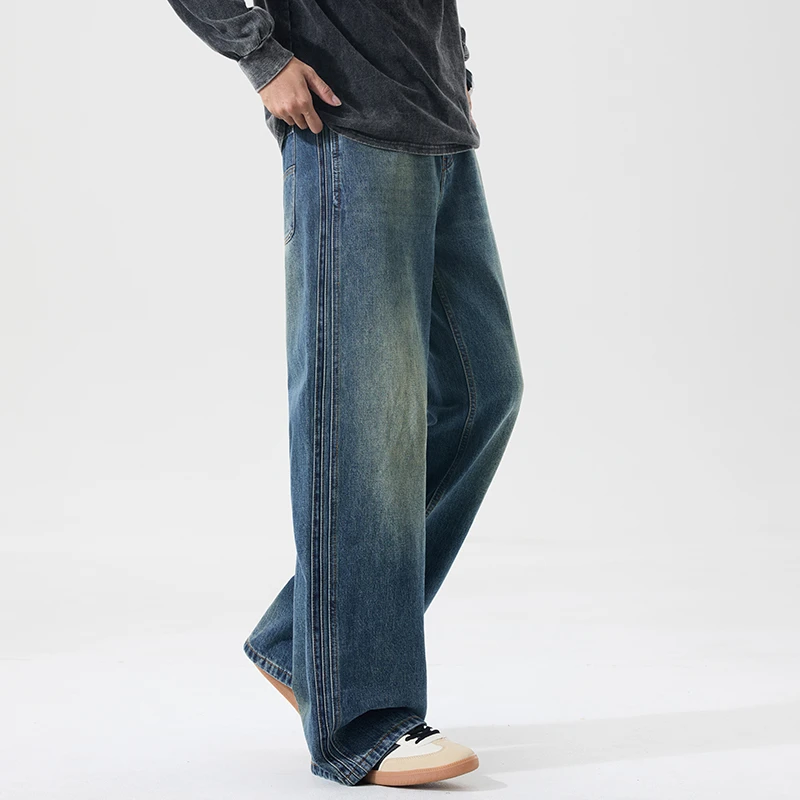 2025秋冬[山本阔腿]美式复古宽松长腿显瘦潮流高街ins牛仔裤男