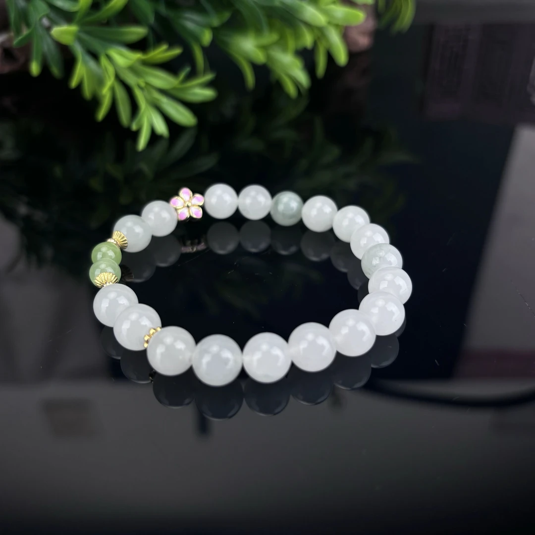 【星光村小飞D5408】石英质玉金丝玉手串