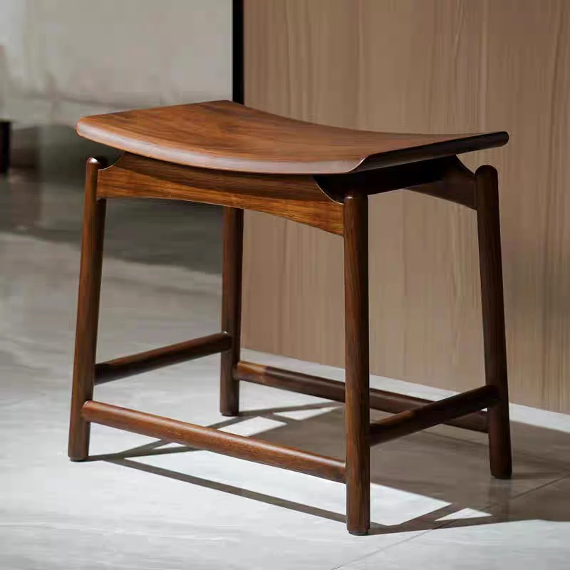 北美黑胡桃木实木凳子元宝凳化妆凳换鞋凳家用板凳餐凳茶几马鞍凳