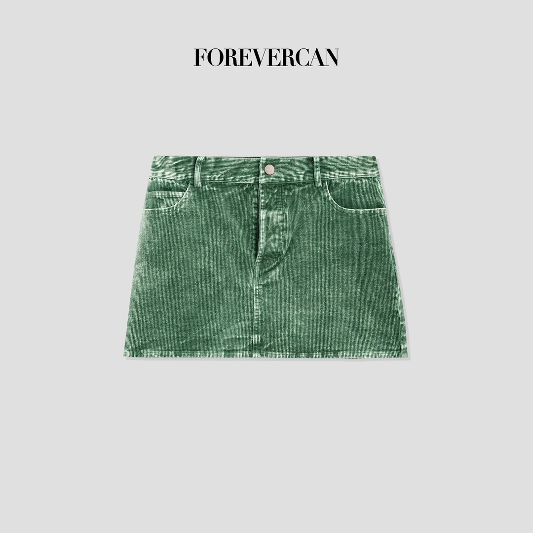 FOREVERCAN“疗愈之森”复古客订灯芯绒半身包臀短裙裤 SP22235
