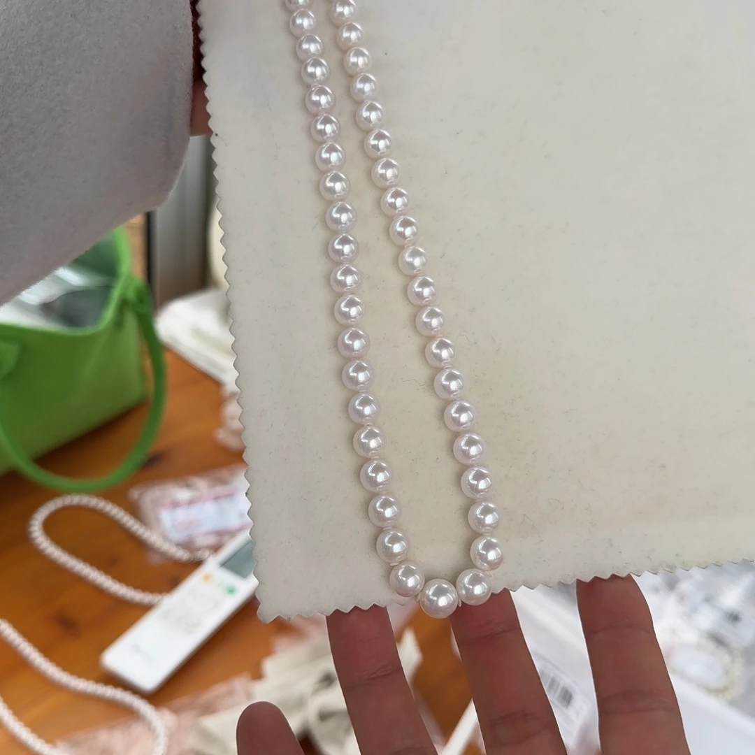 淡水珍珠颈饰银S925镶嵌9-0无核极光镜面正圆无暇炫彩冷白
