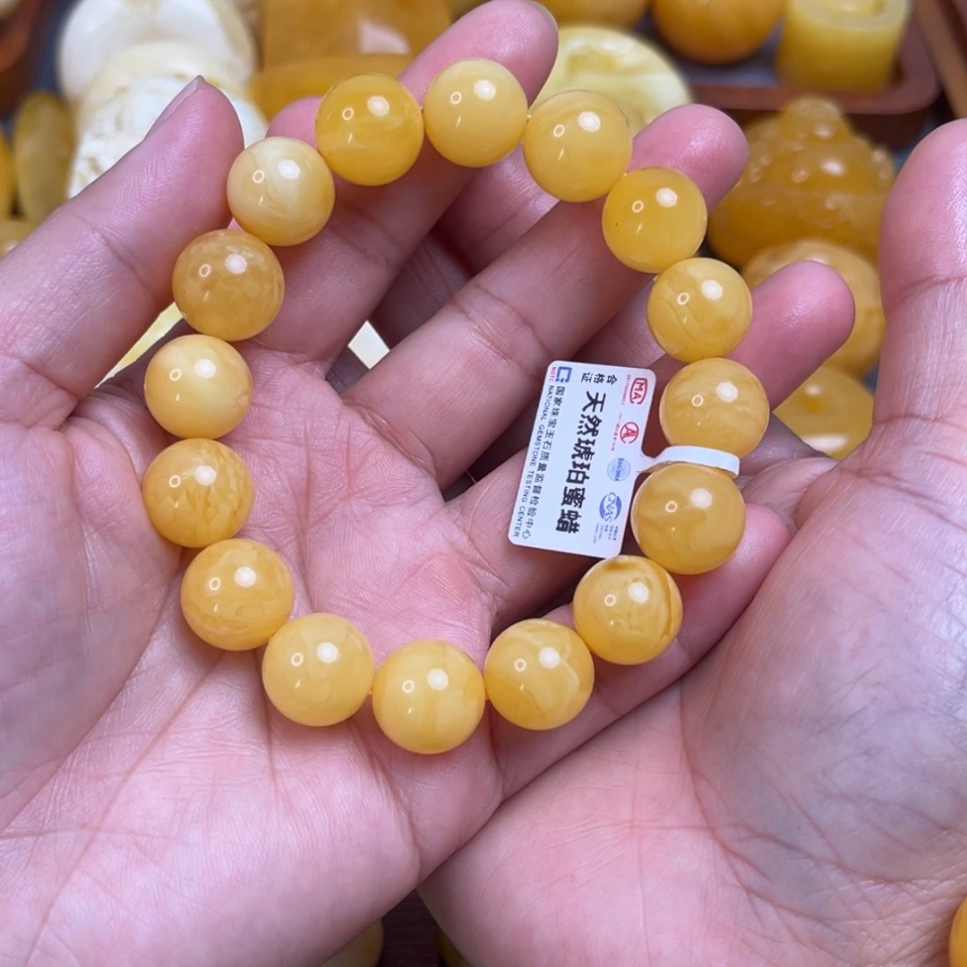 蜜蜡裸石未镶嵌手串
