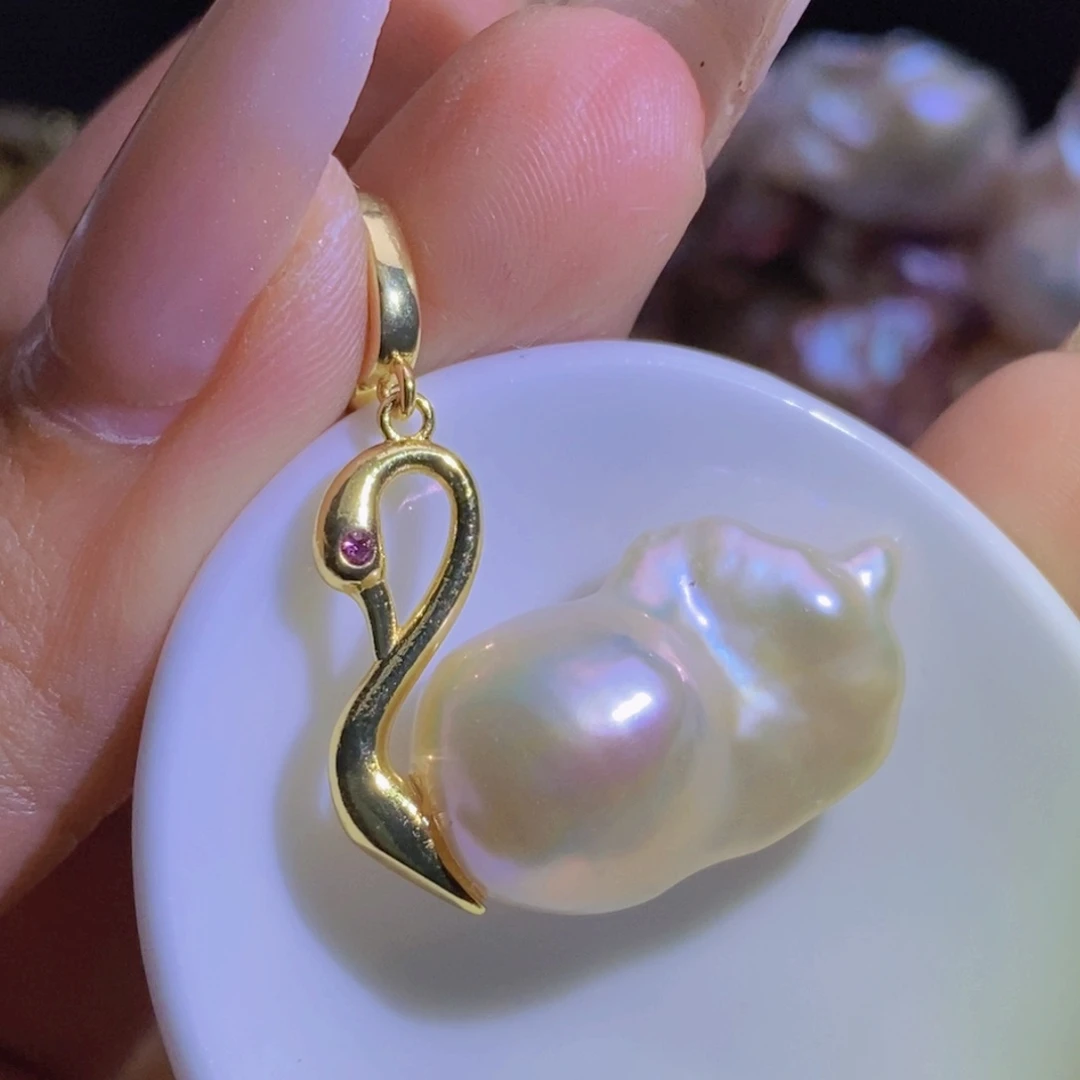 银S925镶嵌淡水珍珠微瑕