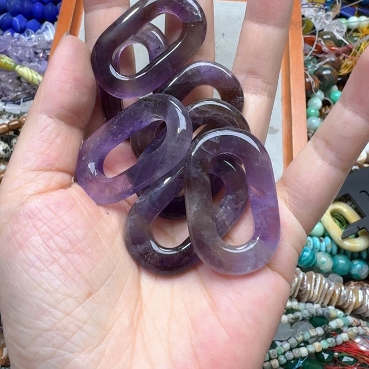合金玛瑙/玉髓珠宝半成品一个紫水晶圈圈