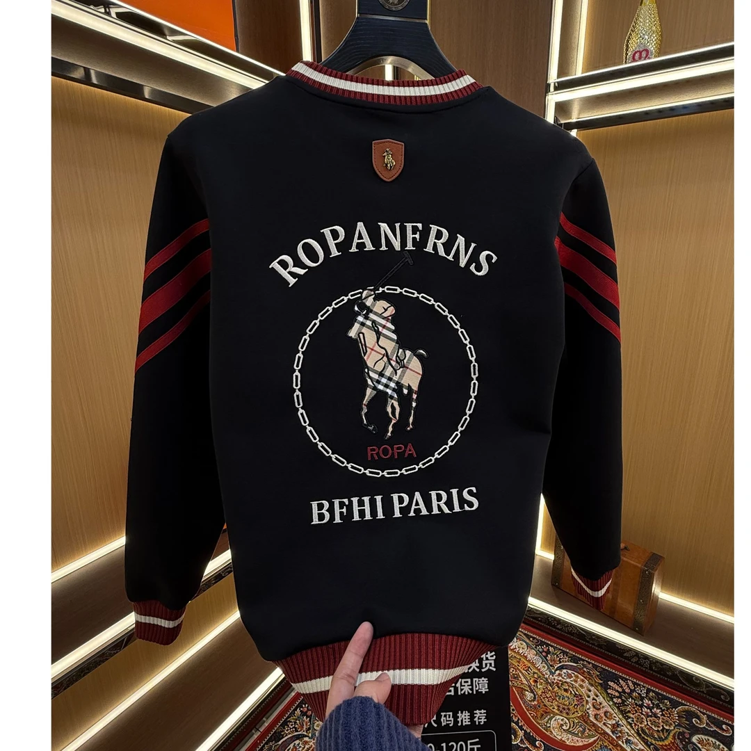 【ELK】2025冬季男士拼色長袖刺绣耐磨百搭重工卫衣137款