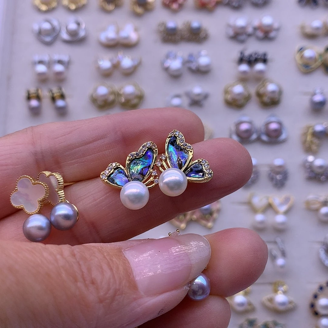 淡水珍珠耳饰合金