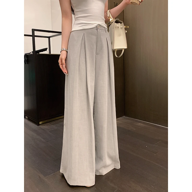 林关关【优雅风范】老钱风百搭垂感宽松休闲裤夏季温柔知性气质长裤