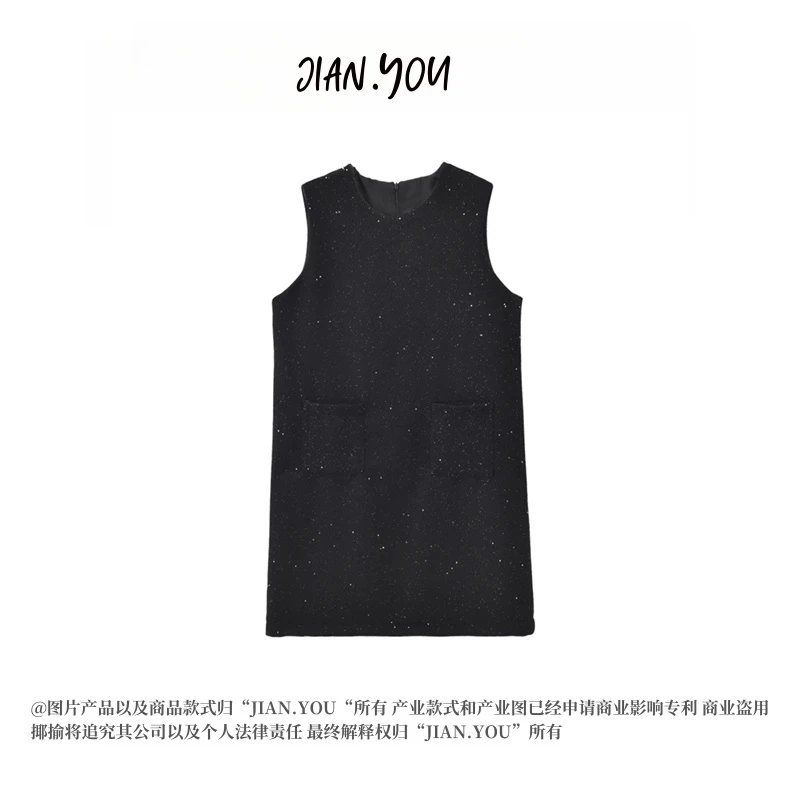 JIANYOU-「上身巨显温柔」2025早春新款女装亮片星光连衣裙GB-8667