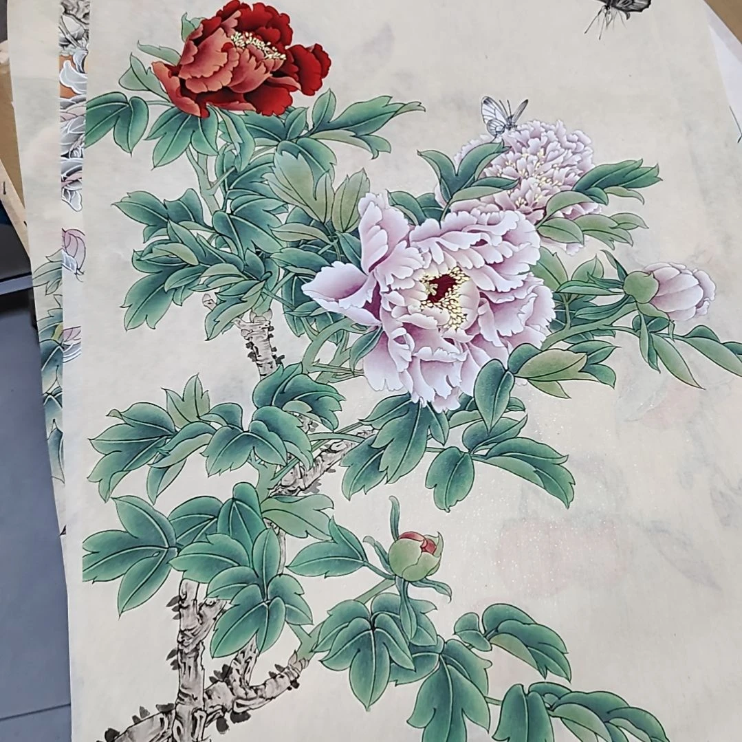 工笔牡丹44*68厘米