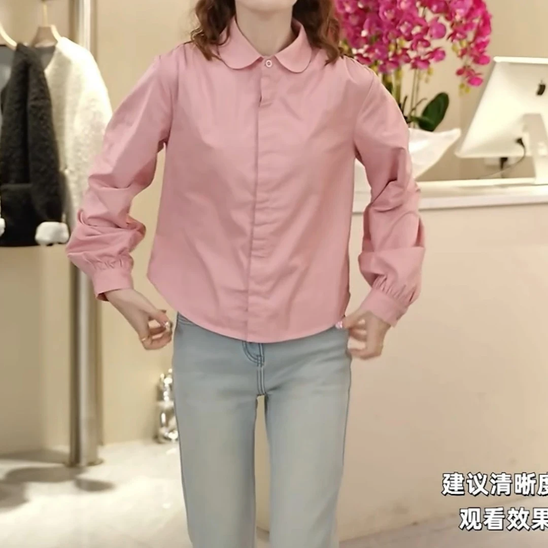 秋冬新款桃心翻领肩褶皱设计感加绒百搭韩系衬衫LK2500938
