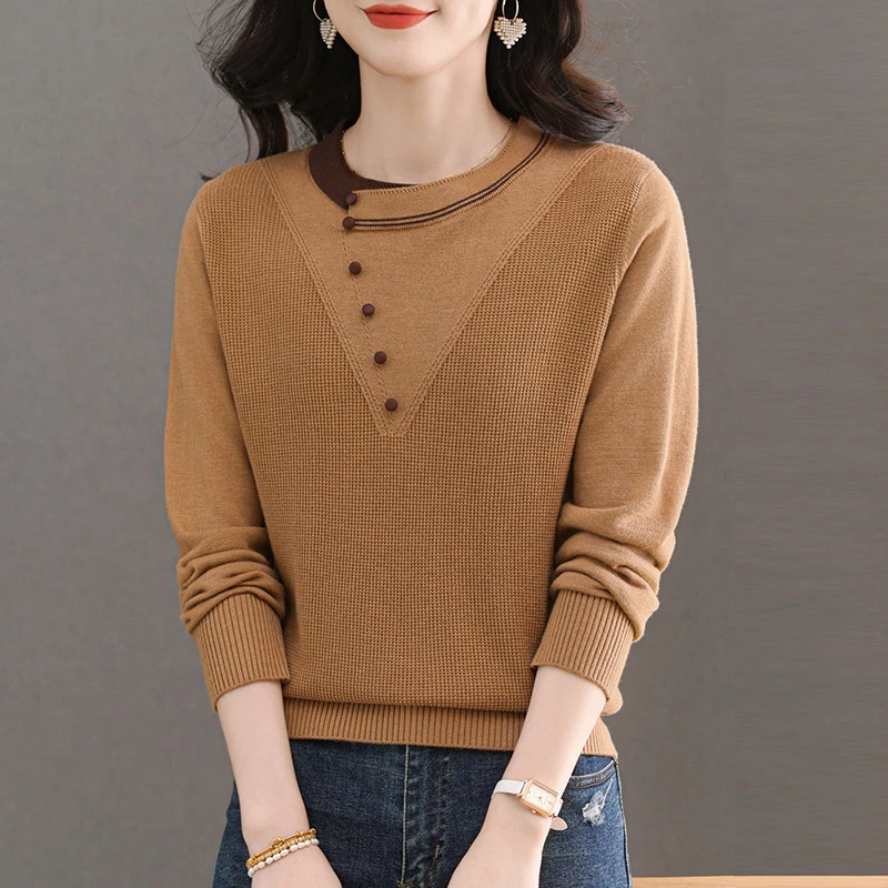 妈妈打底衫春秋薄款长袖羊毛针织上衣春装2025年新款女装中年毛衣