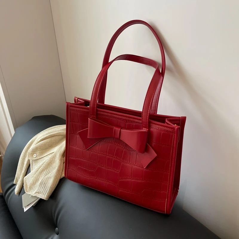 旅行红色包包高级大容量新款蝴蝶结新娘手提时尚单肩托特10