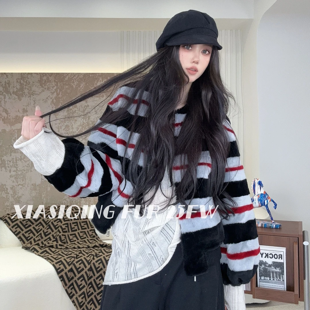 【晴晴推荐】XIASIQING｜25FW 85477-I 新款时尚休闲皮毛一体外套