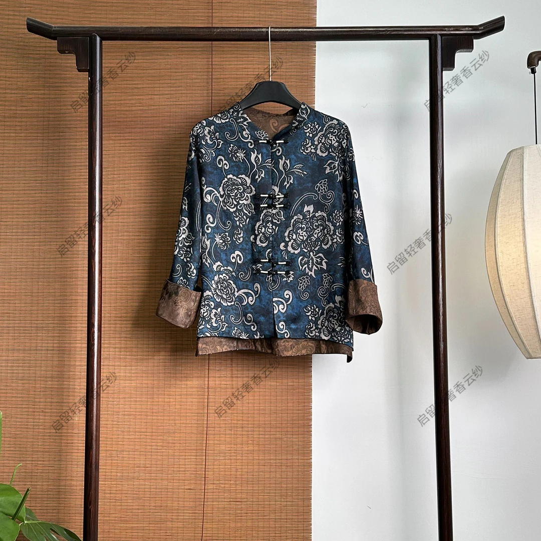 【253163】青花瓷老料 新中式40姆米  花萝外套