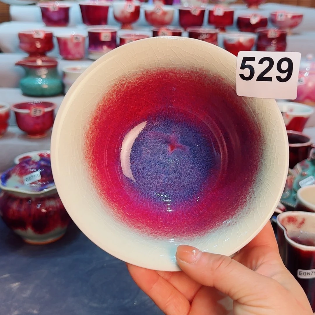 瓷片微瑕钧瓷主人杯摆件工艺品