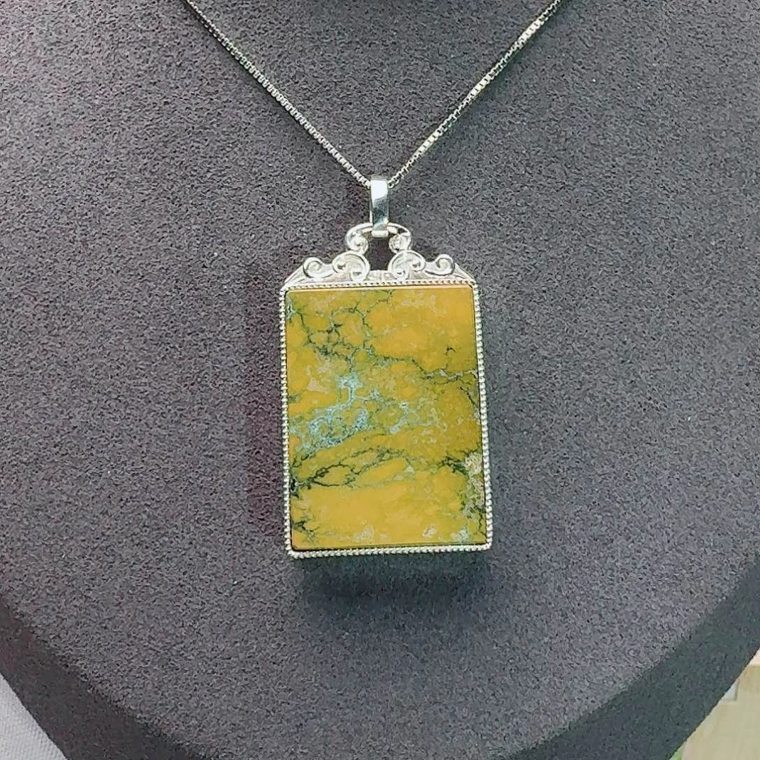 绿松石银S925镶嵌珠宝奇石精品特色项链