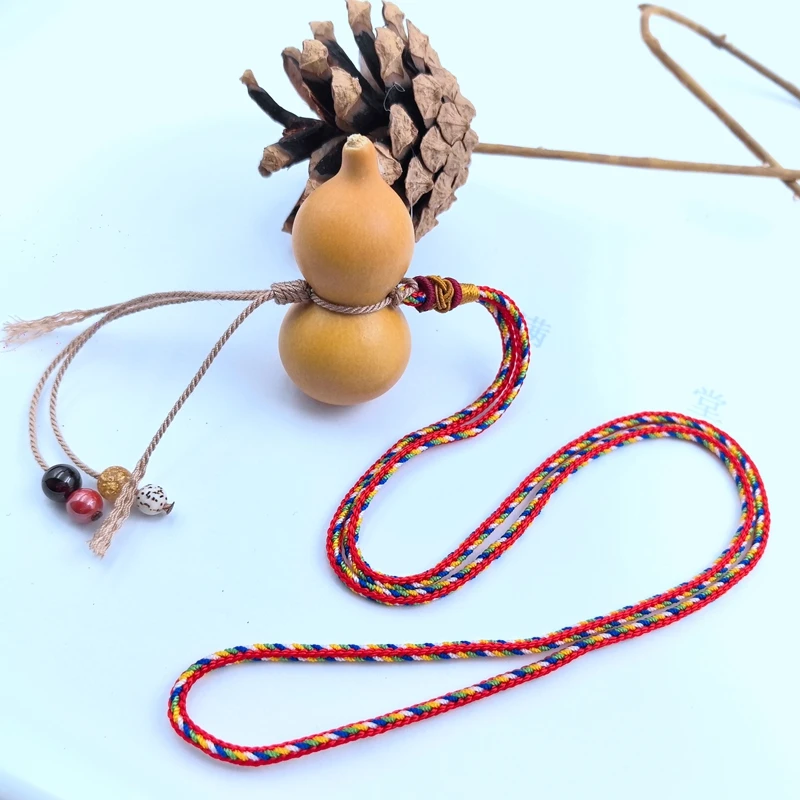 藏式五彩小葫芦手捻挂绳手编挂脖葫芦项链绳文玩葫芦可拆装挂脖绳