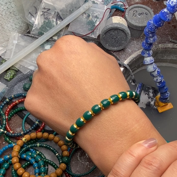 ****子玻璃颈饰7➕丹巴珠