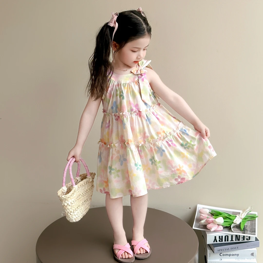 时髦女童裙子连衣裙夏季儿童薄款衣服女孩韩版夏装无袖公主裙