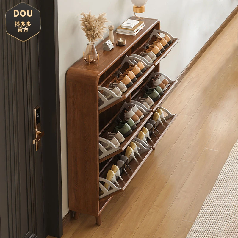 超薄翻斗鞋柜家用门口入户玄关柜实木收纳省空间小户型简易鞋架子