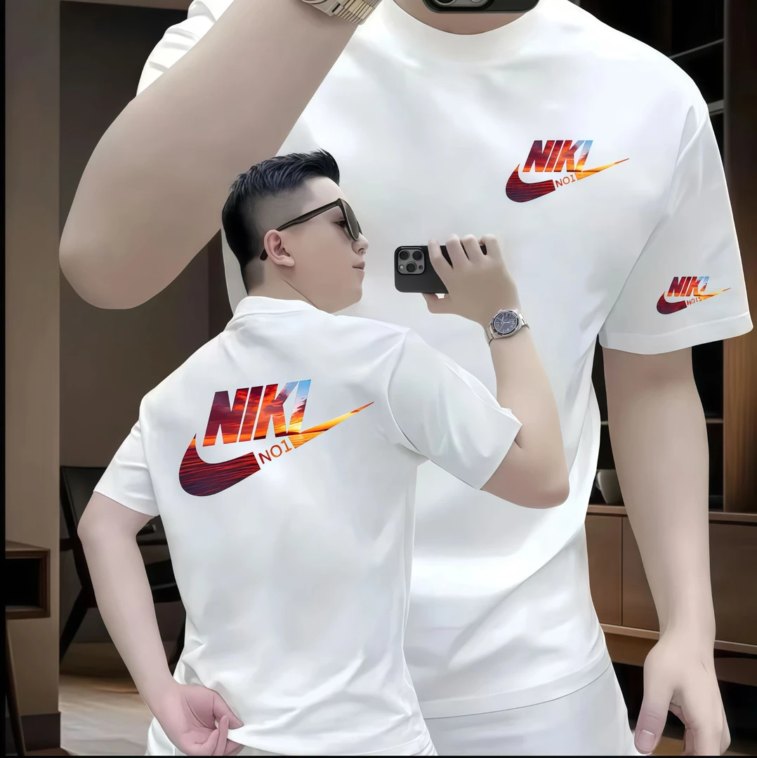 2025夏季爆款短袖t恤男潮牌字母印花纯棉T恤衫时尚修身半袖上衣