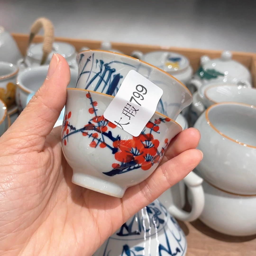 釉下彩纯手绘有瑕