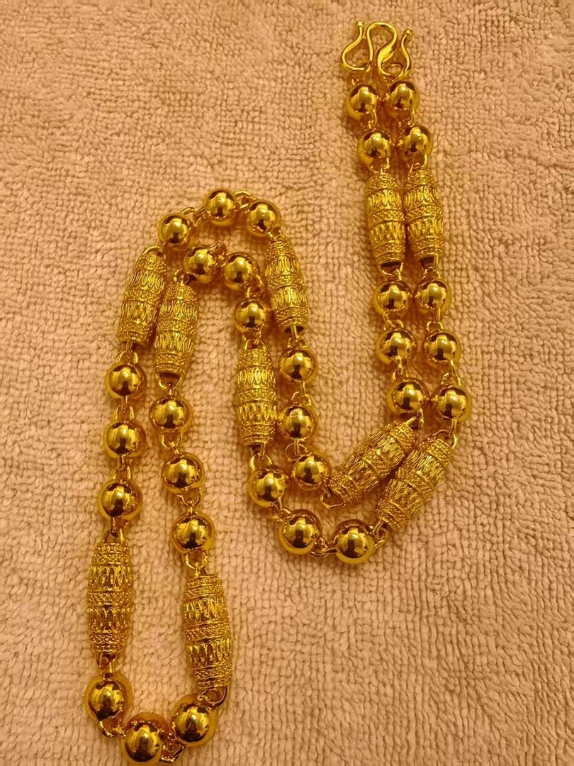 合金项链 2025新款金色长城纹项链链子男士饰品时尚潮流空心