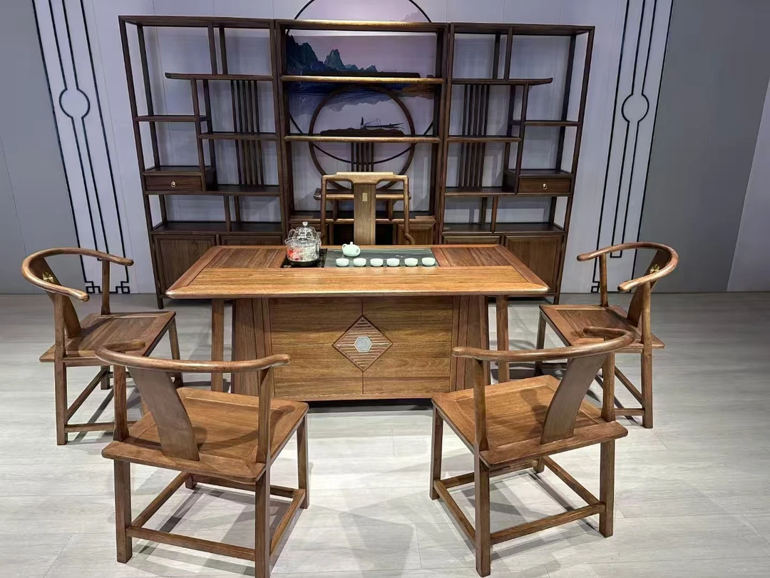 五茶桌椅一桌办公室喝茶组合新泡茶台实木椅中式几家用