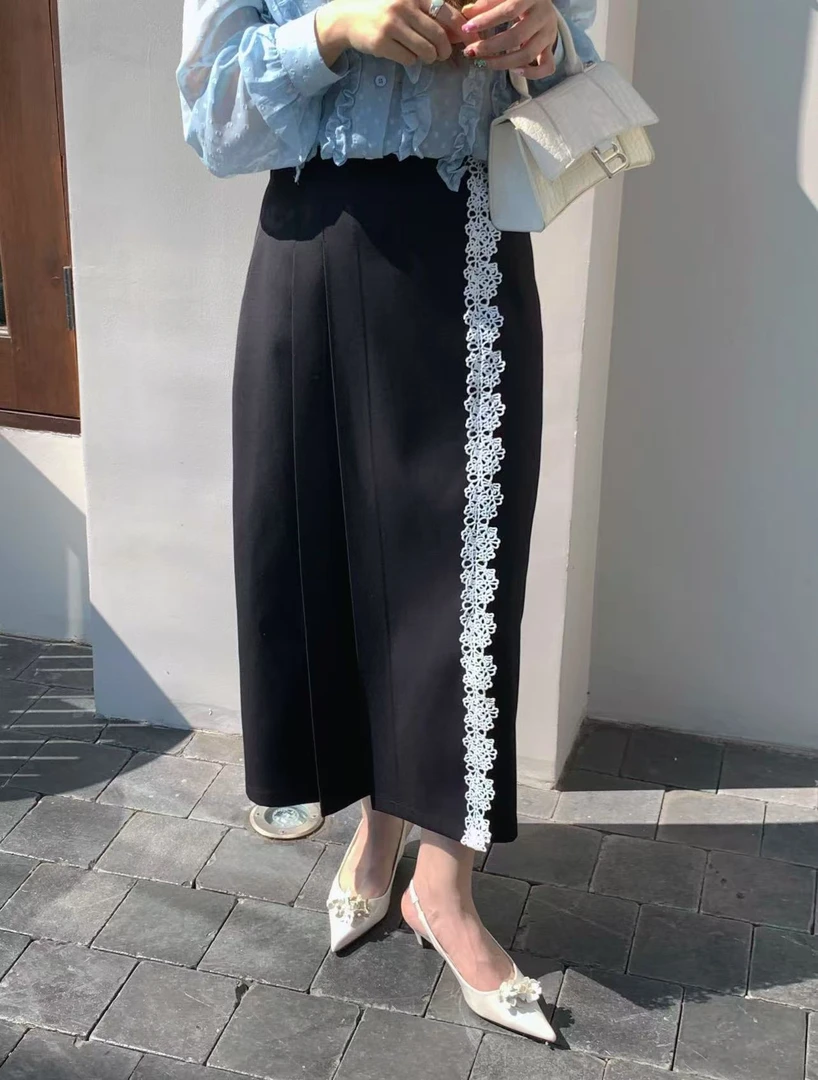 【DUOMI】春季新款女装百搭时尚小众风格设计感半身裙女长裙Q60303