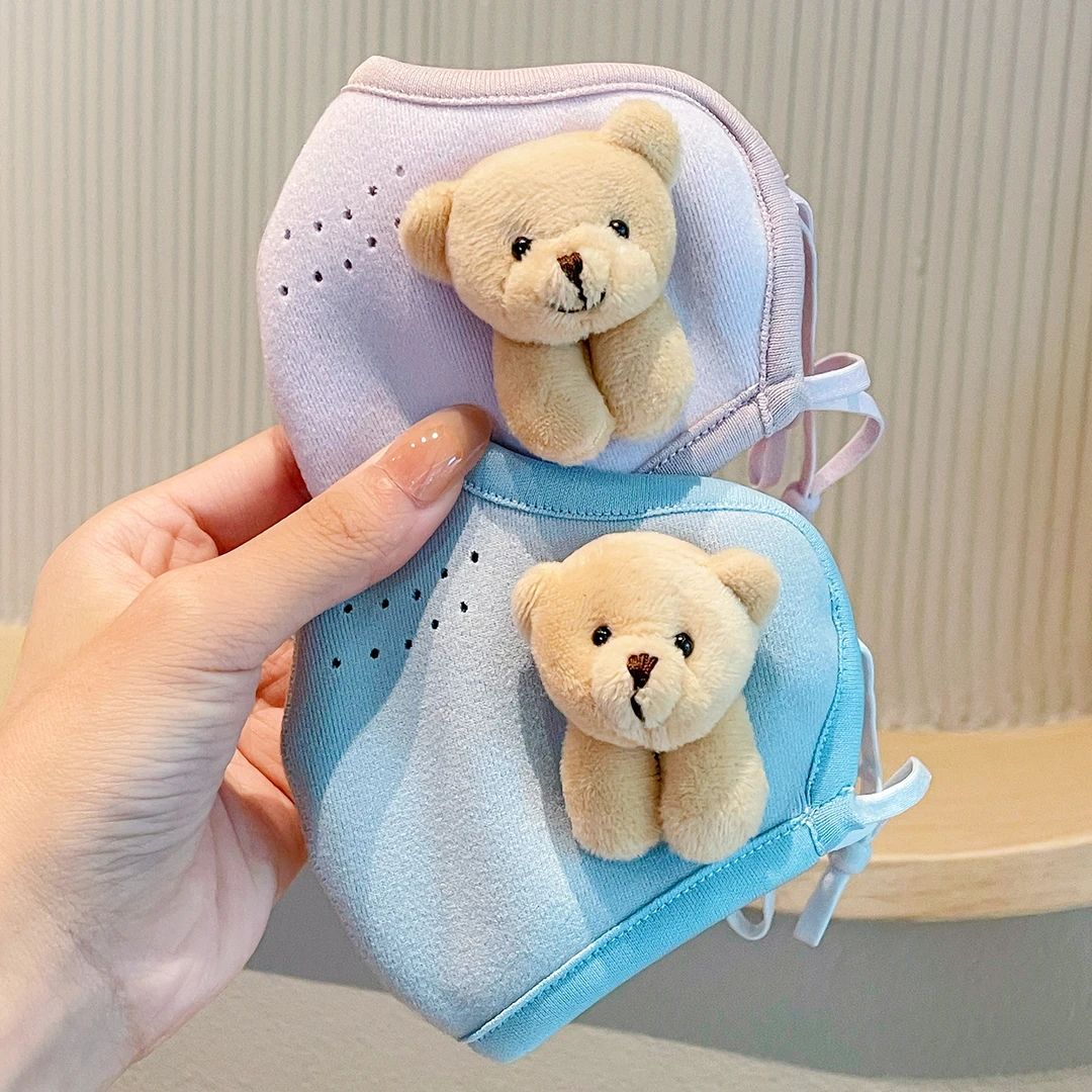 卡通小熊儿童保暖口罩5到12岁男女童秋冬户外防寒面罩小学生防冻