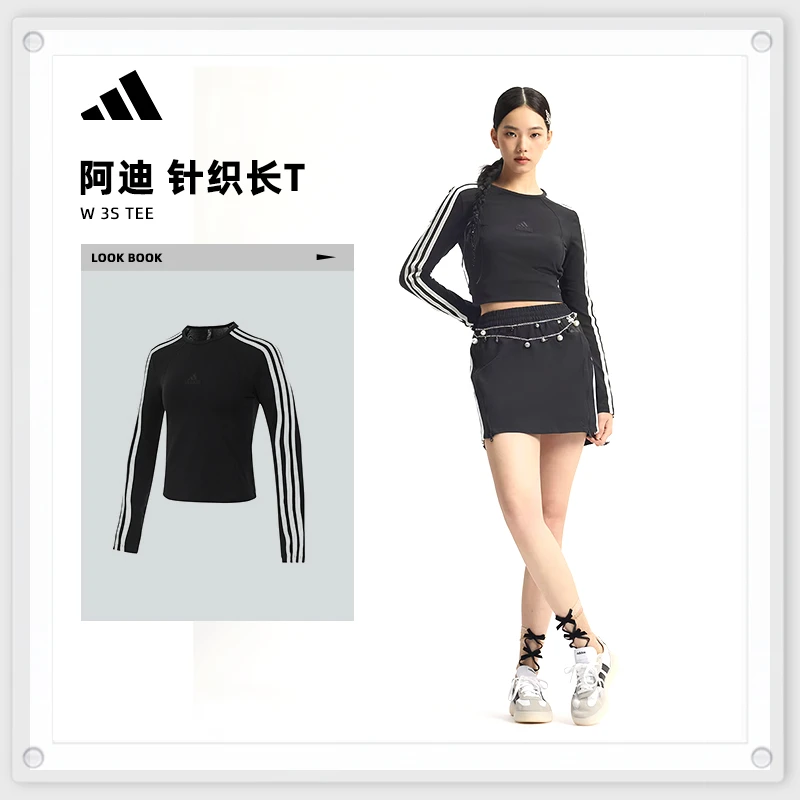 adidas阿迪达斯女子W 3S TEE针织无领长T恤JN0755