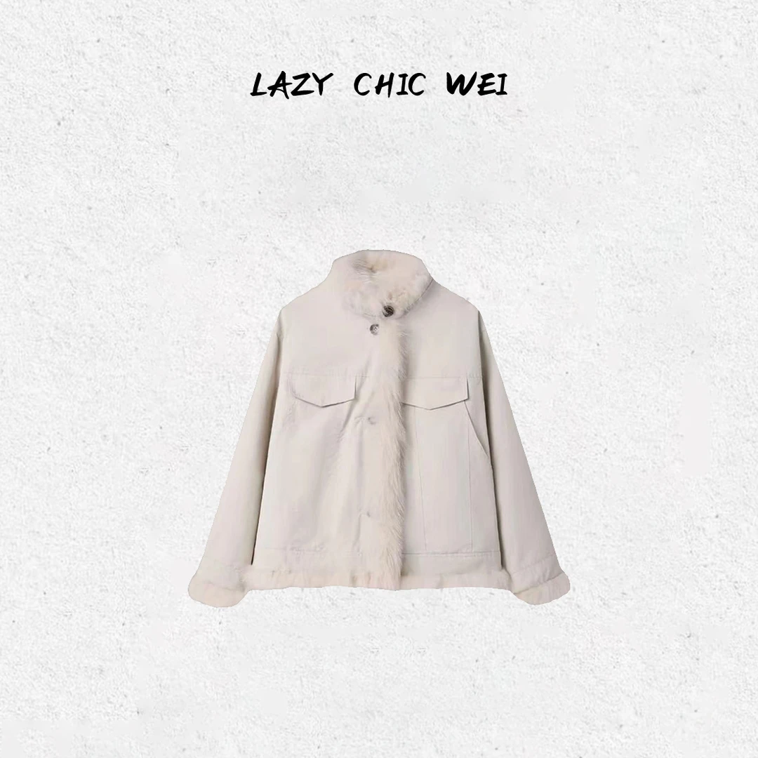 WEI“ 万物生长”双面穿兔毛狐狸毛外套2505SSW6018