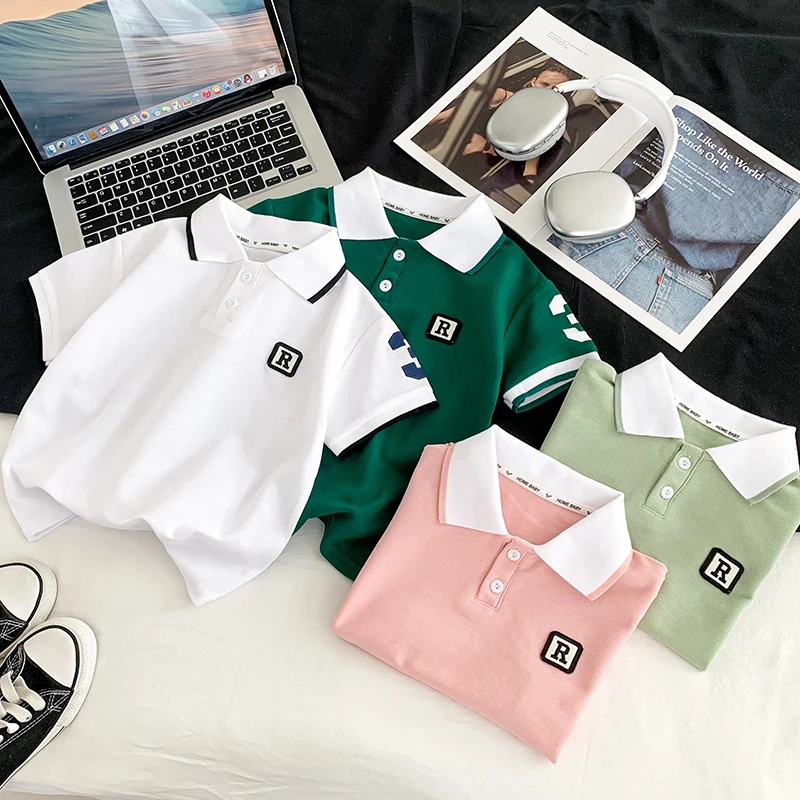 儿童短袖t恤儿童夏装半袖polo衫中大童夏季薄款上衣男孩潮YH