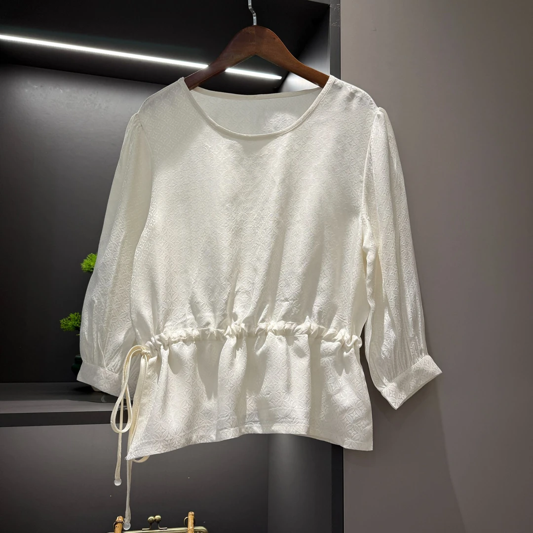 中式上衣复古传统改良气质素色收腰春季宽松上衣7303