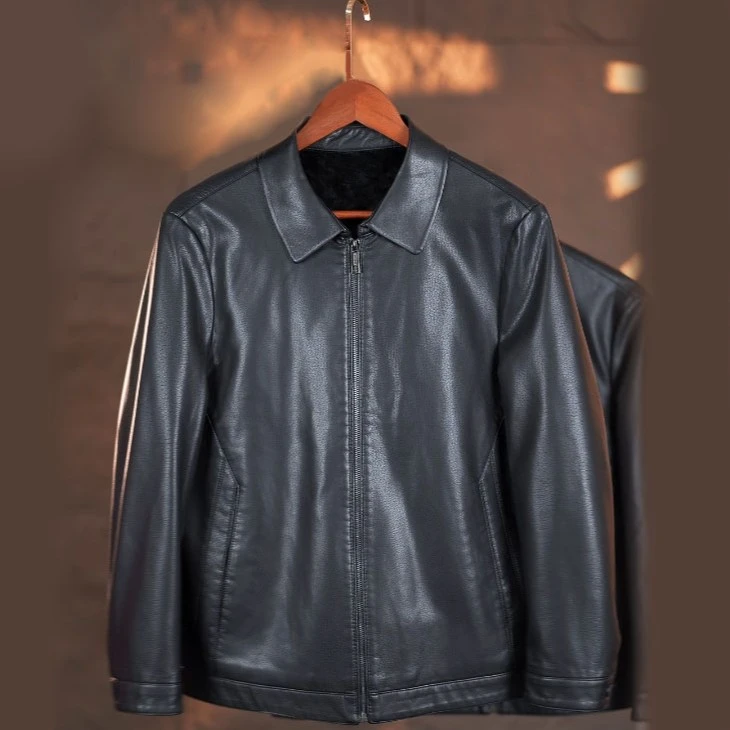 【主播推荐】海宁皮衣男士秋冬翻领立领时尚休闲夹克外套