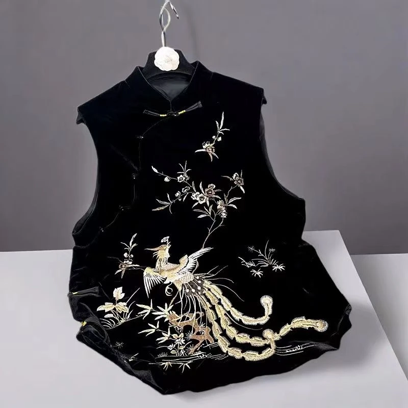 2025新中式重工刺绣国风马甲女春秋季百搭气质显瘦5088
