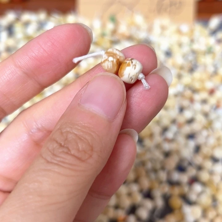 裸石蜜蜡未镶嵌7.6mm一对